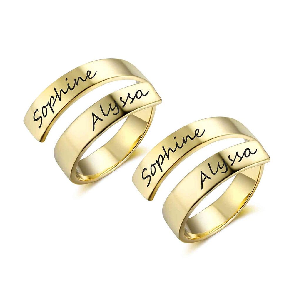 Personalized Gift Customized Engraved Name Stainless Steel Adjustable Rings for Women Anniversary Jewelry