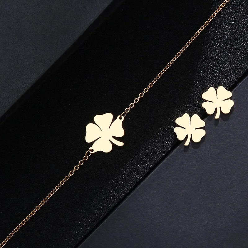 Jewelry Clover Shape Necklace Bracelets Earrings For Women