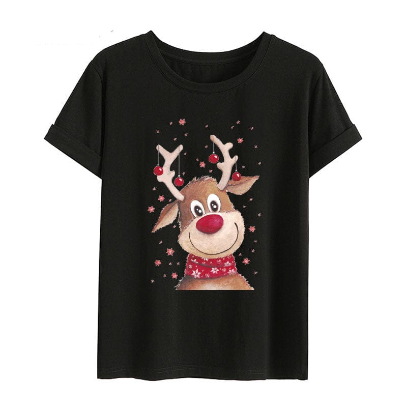 Christmas Reindeer Family Matching Clothes Mother Father Daughter Son Kid Baby T-shirt Christmas Family  Gift Red Short Sleeve