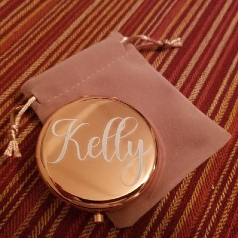 Personalized Makeup Mirror with Bag Bridesmaid Wedding Gift Custom Compact Pocket Folding Mirror Bachelorette Bridal Shower Party Favors