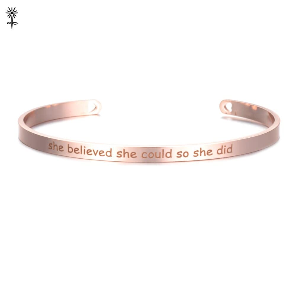 Laser Engraved Cuff Inspirational Quote Bangle