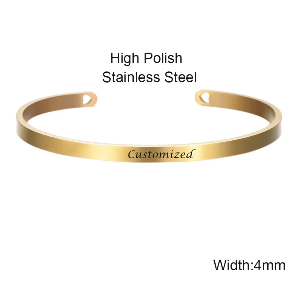 Laser Engraved Cuff Inspirational Quote Bangle