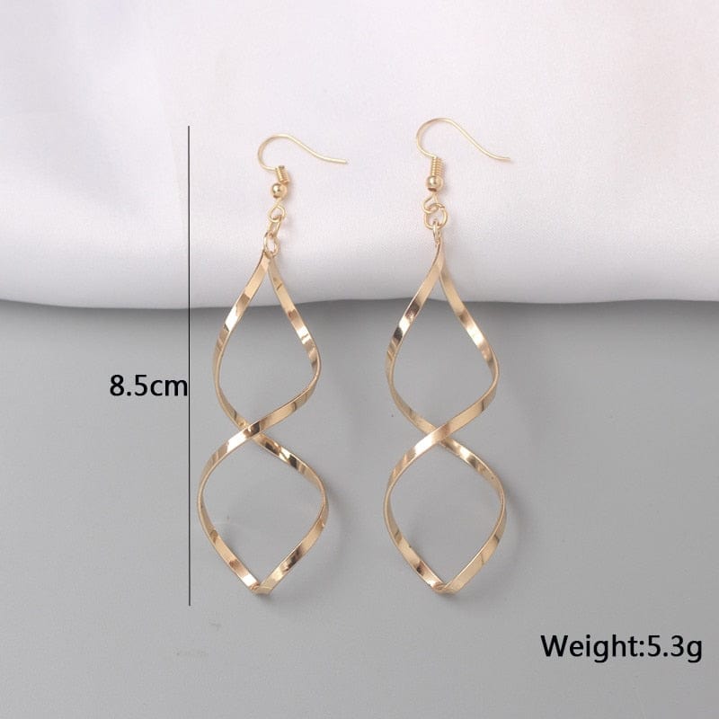 Gold Color Metal Drop Earrings Irregular Hollow Heart Earrings Twisted Geometric Earrings for Women