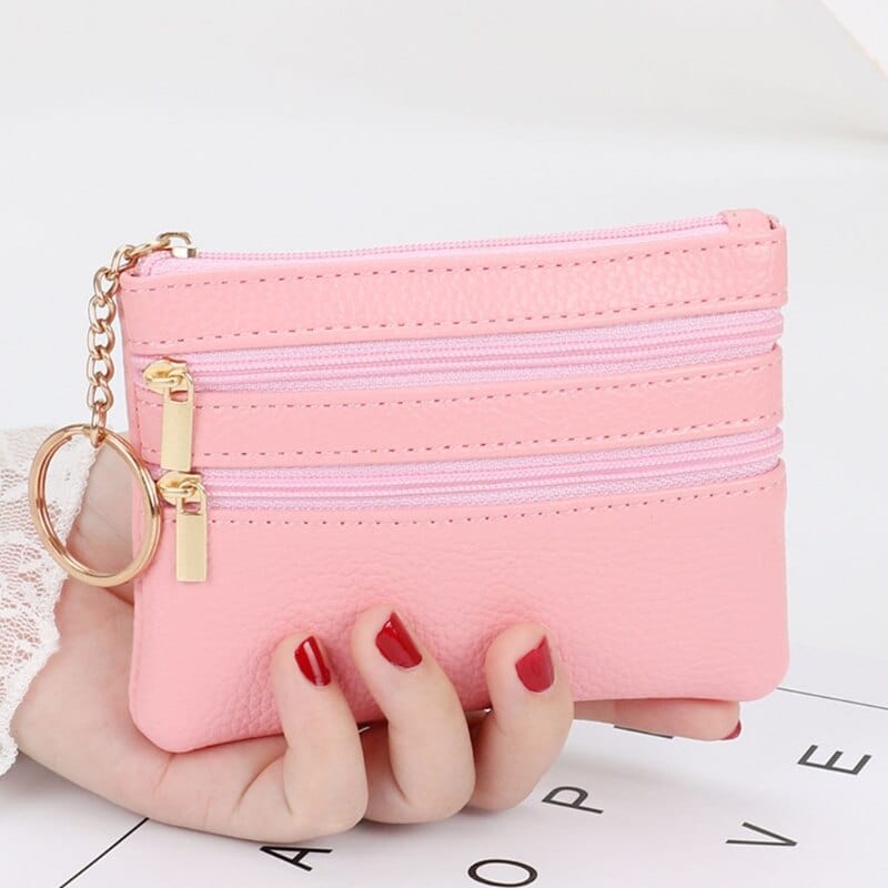 Fashion Women Girl PU Leather Small Coin Purse Casual Wallet Coin Money Credit Card Key Holder Zipper Bag