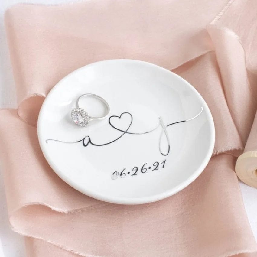 Personalized Ring Dish Wedding Ring Holder Engagement Gift Birthday Custom Wedding Ring Dish Bridal Show Bachelorette Favor