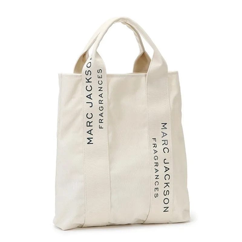 Women's White Canvas Letter Printing Single Shoulder Tote Bag