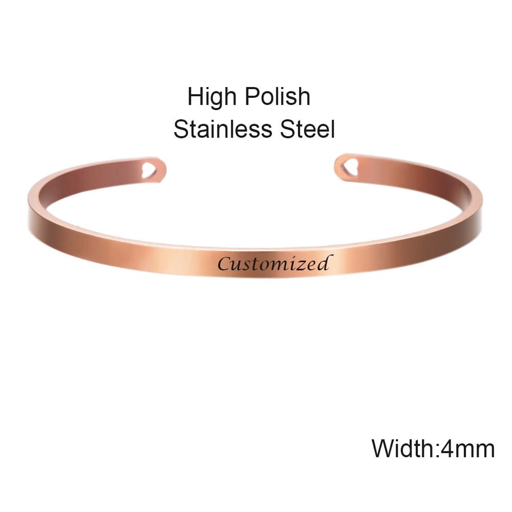 Laser Engraved Cuff Inspirational Quote Bangle