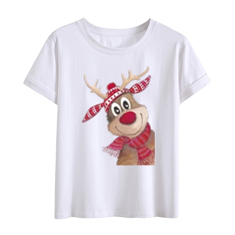 Christmas Reindeer Family Matching Clothes Mother Father Daughter Son Kid Baby T-shirt Christmas Family  Gift Red Short Sleeve