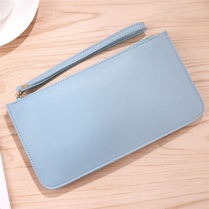 Women Wallet PU Leather Card Holder Solid Color Zipper Coin Purse Fashion Female Clutch Bag