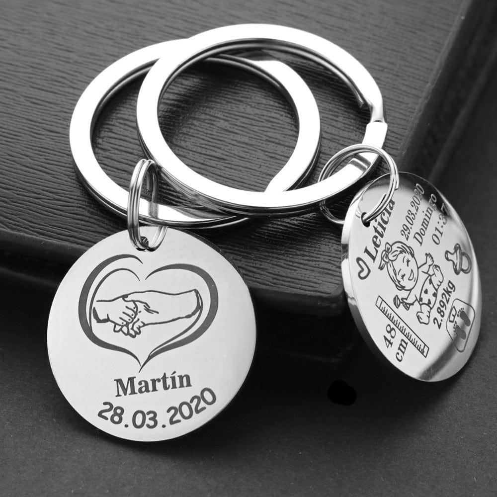 Lovely Personalized Baby Boys Girls Keychain  Name Birth Weight Height For Newborn Commemorate New Mom Dad Gift Keyring