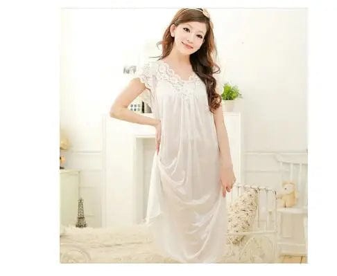 Plus Size Sexy Women Ice Silk Sleepwear Female Nightgown Women Nightwear for Ladies Night Shirts Home Clothing #0