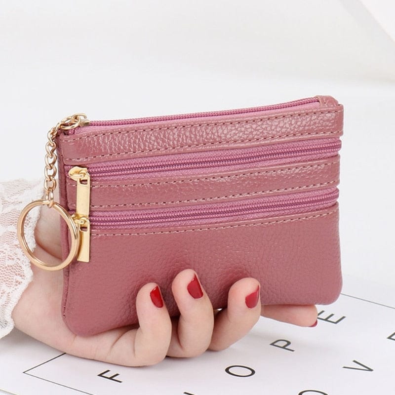 Fashion Women Girl PU Leather Small Coin Purse Casual Wallet Coin Money Credit Card Key Holder Zipper Bag