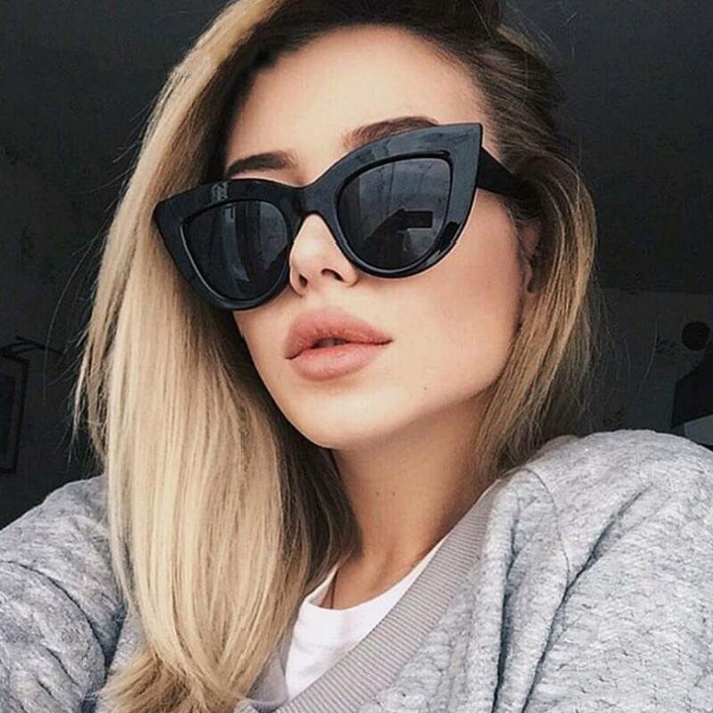 Vintage Cat Eye Sunglasses Female Trendy Glasses Personality Cat-eye Sunglasses Anti-blue Light UV400