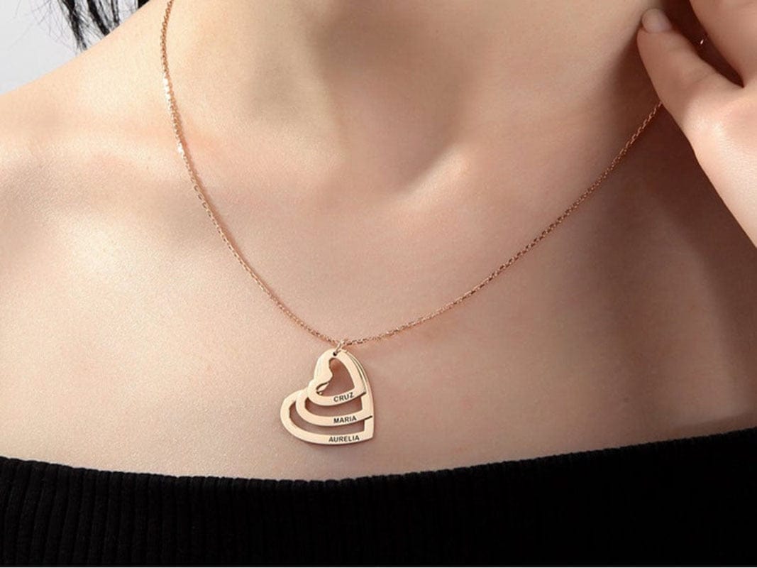 Custom Names Necklace Personality Stainless Steel Multi Heart Shaped Lady Necklace Customized Name Jewelry Friend Gift