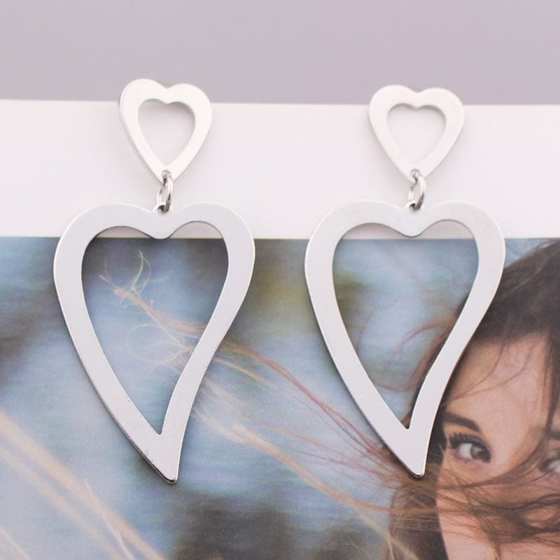 Gold Color Metal Drop Earrings Irregular Hollow Heart Earrings Twisted Geometric Earrings for Women