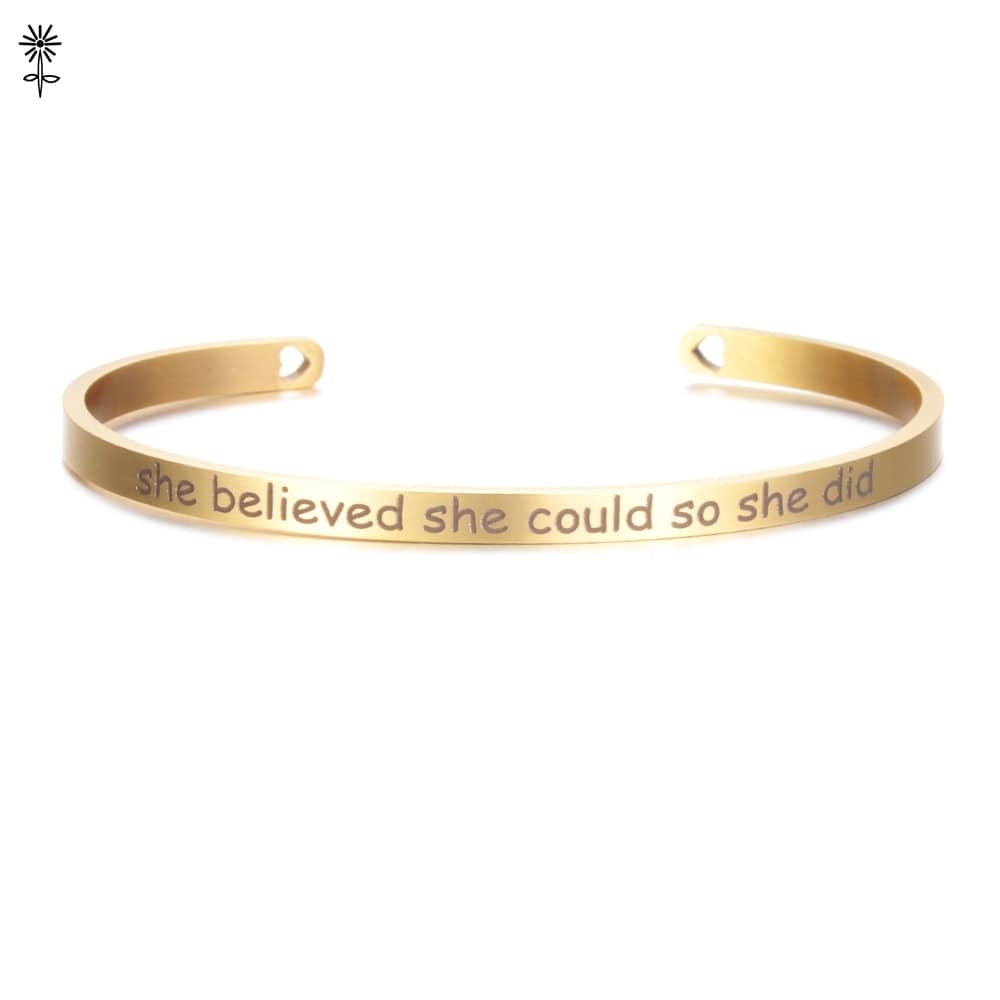 Laser Engraved Cuff Inspirational Quote Bangle