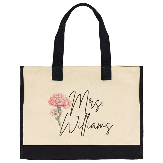 Custom Bride Name January Birthflower Totebag