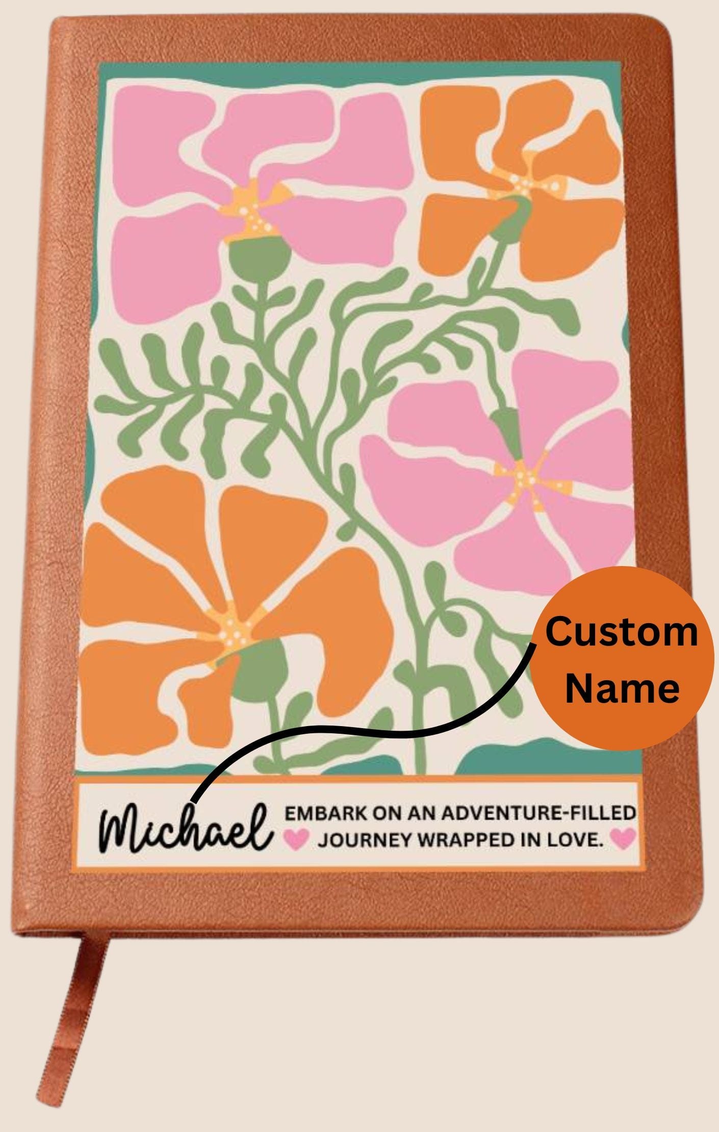 Custom Name Orange BOHO Journey Wrapped In Love Writing Journal