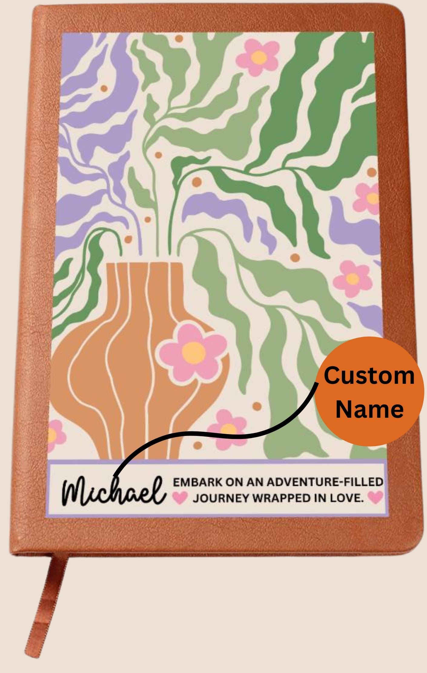 Custom Name Lavendar BOHO Journey Wrapped In Love Writing Journal