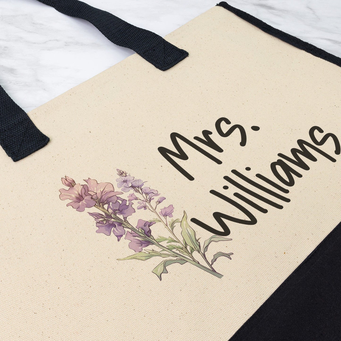 Custom Bride Name July Birthflower Totebag