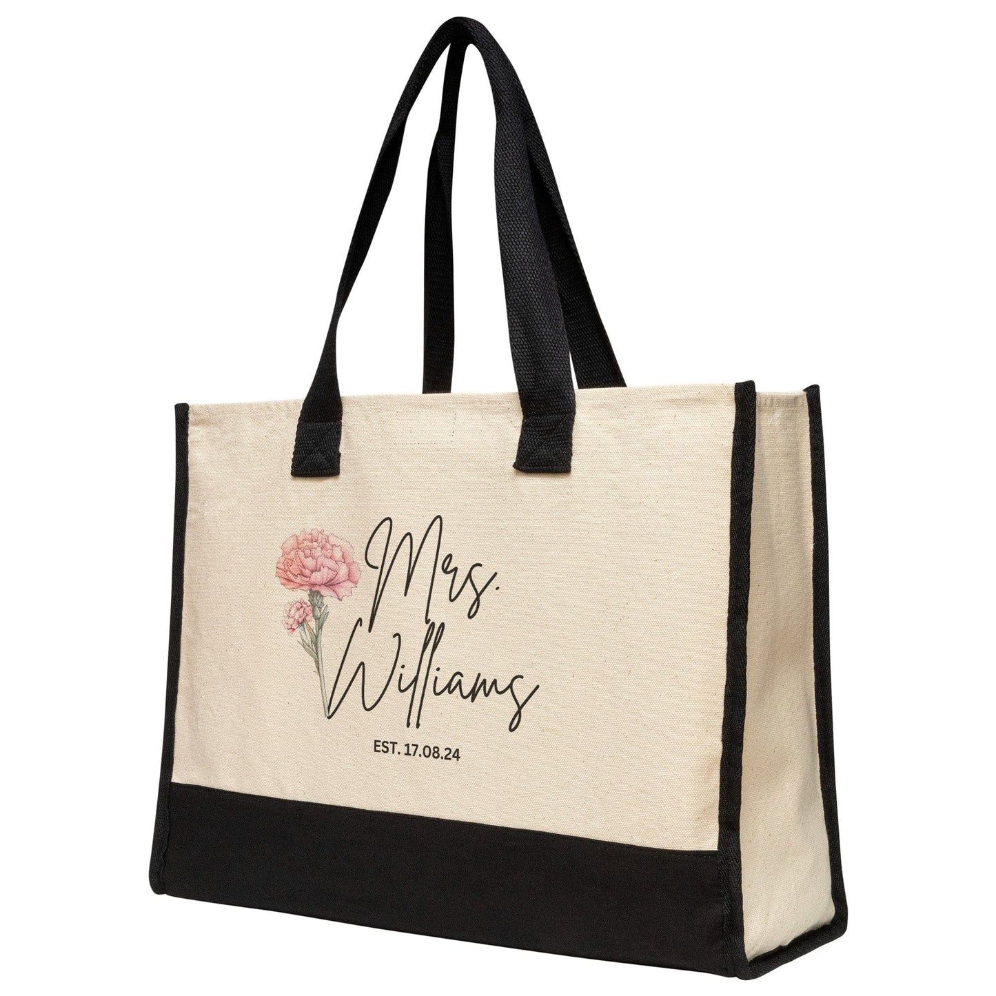 Custom Mrs Name January Birth Month Flower Tote Bag