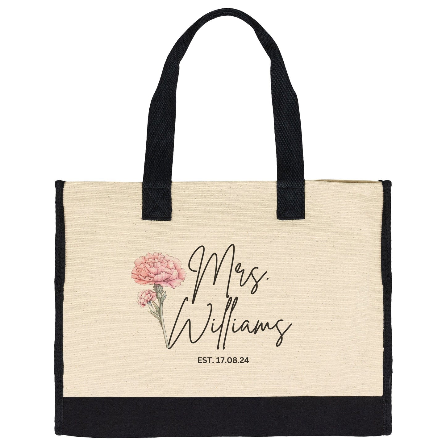 Custom Mrs Name January Birth Month Flower Tote Bag