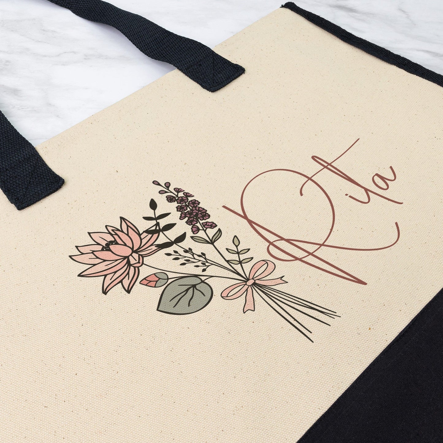 Custom Name July Birthflower Totebag