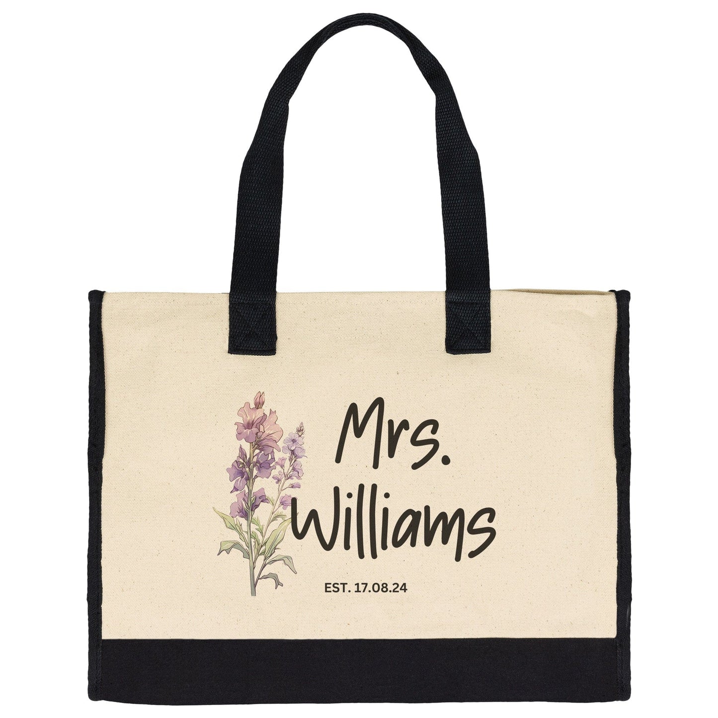 Custom Mrs Name July Birth Month Flower Tote Bag