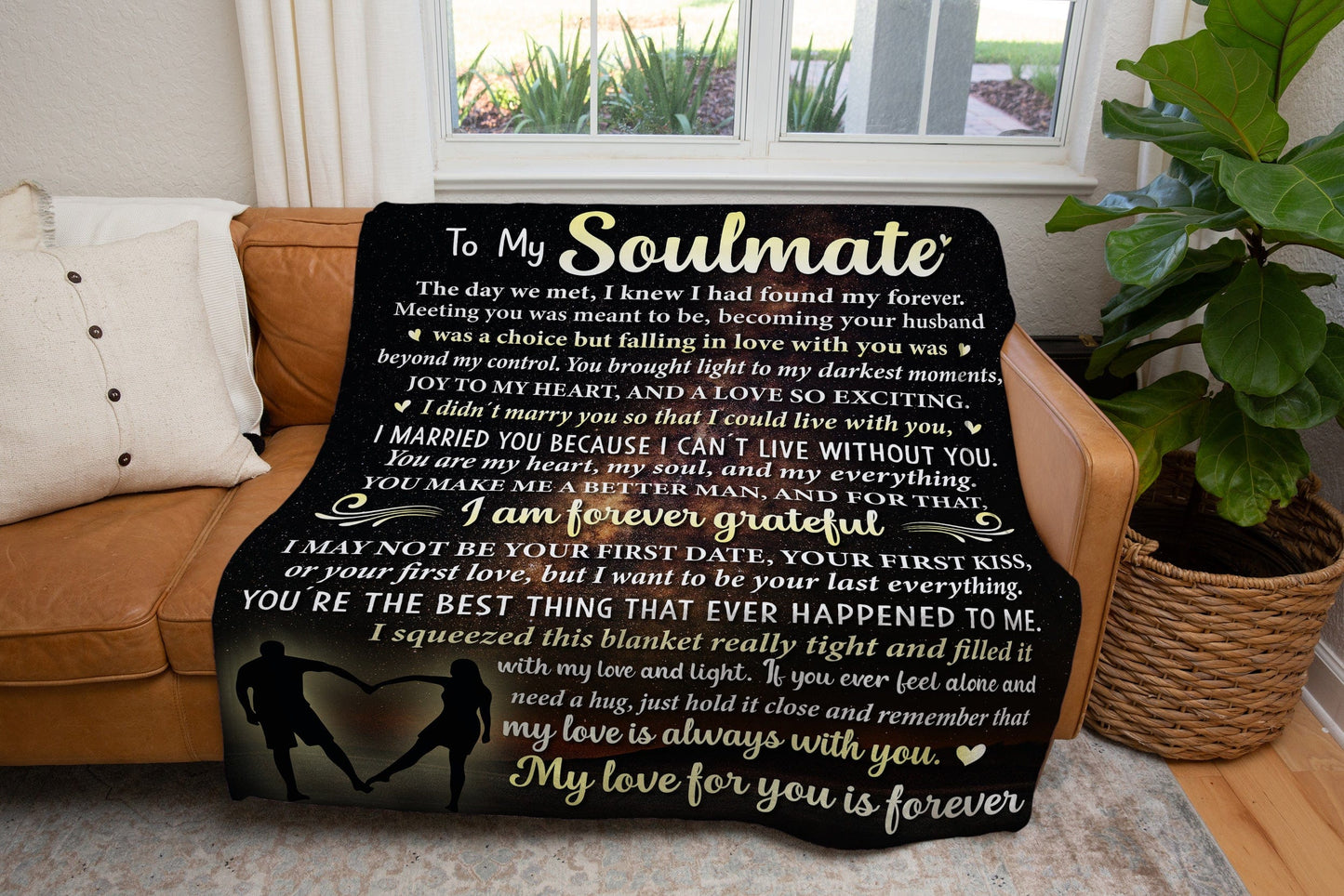 To My Soulmate - Forever Grateful Large 60x80 Inches Sherpa Blanket