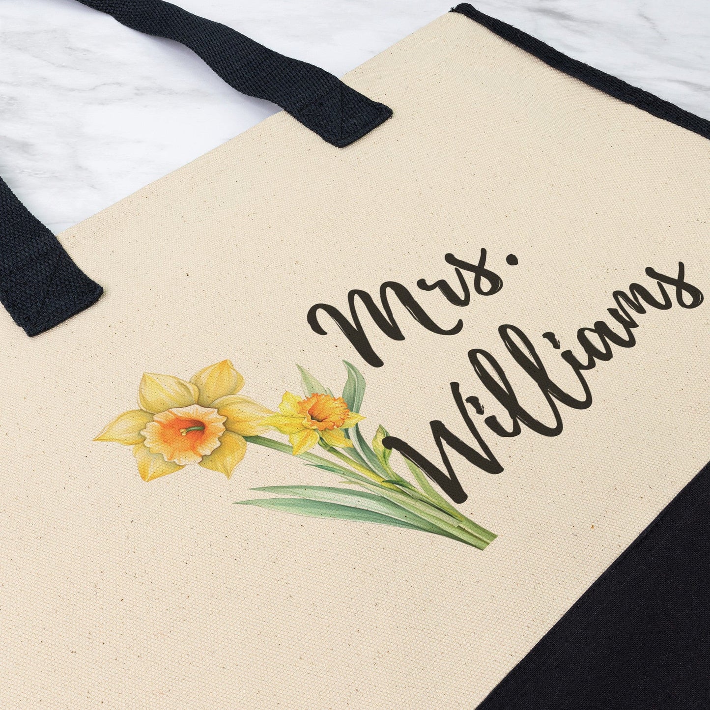 Custom Bride Name March Birthflower Totebag