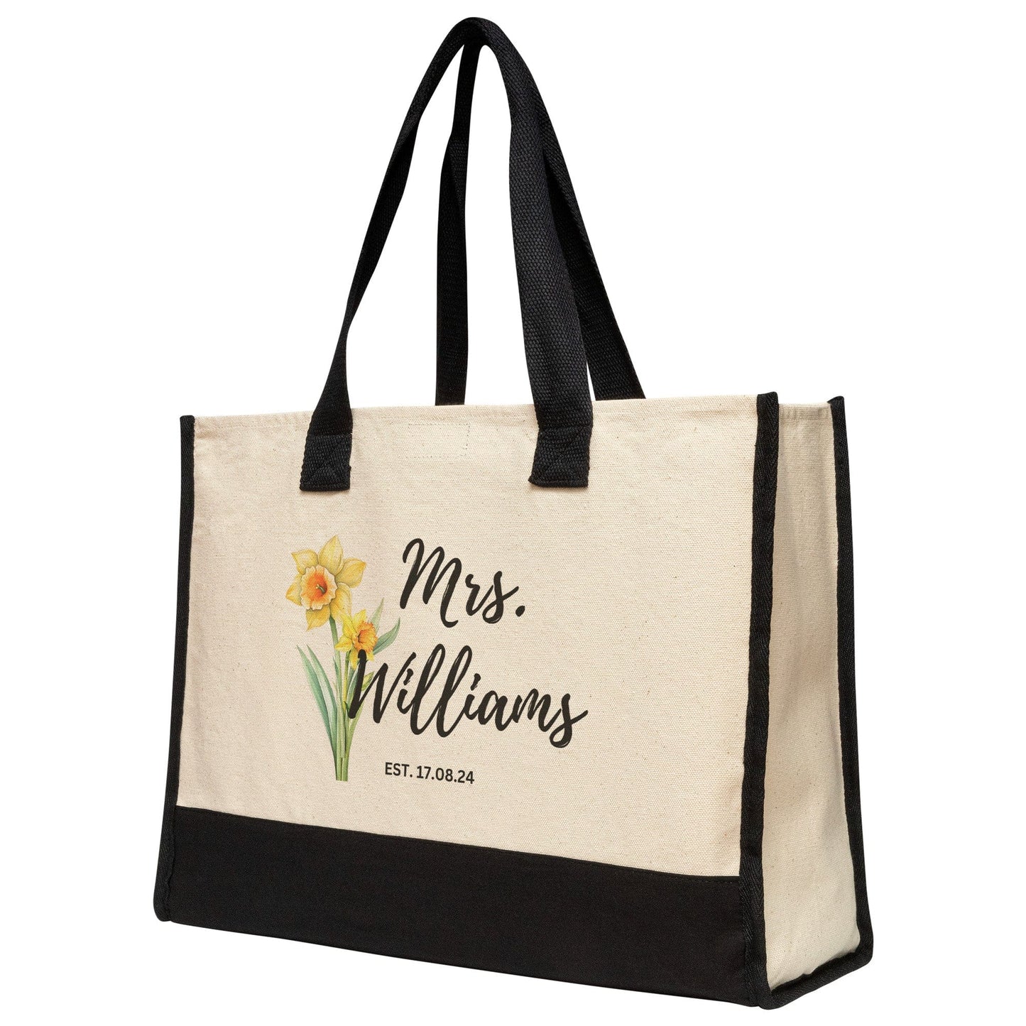 Custom Mrs Name March Birth Month Flower Tote Bag