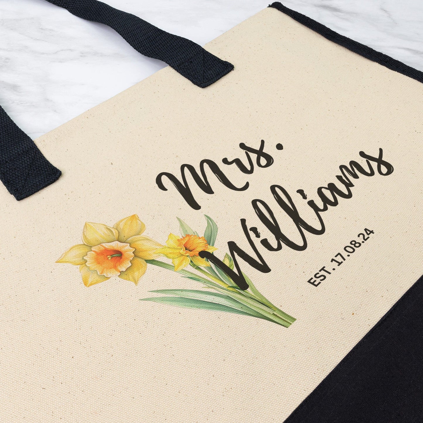 Custom Mrs Name March Birth Month Flower Tote Bag