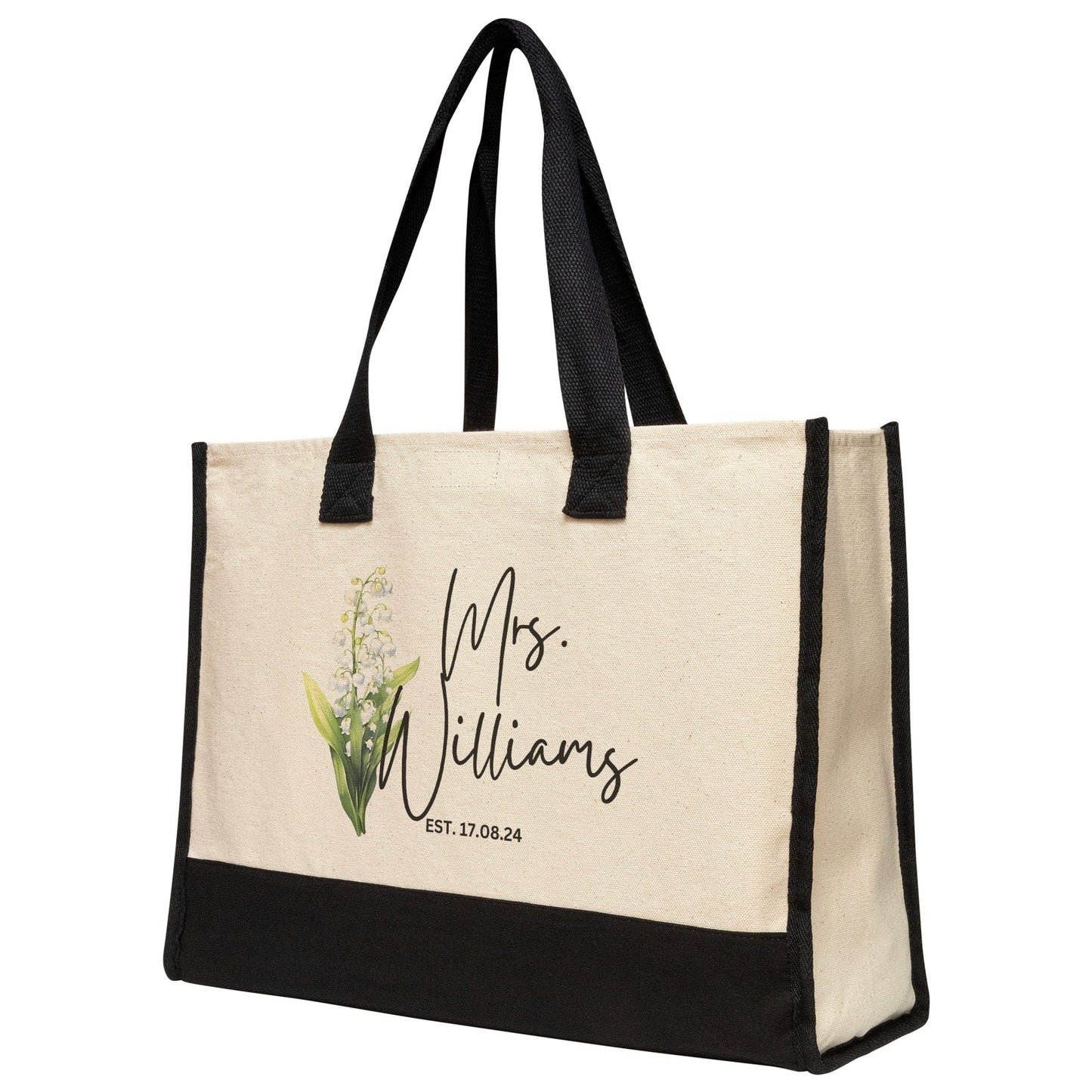 Custom Mrs Name May Birth Month Flower Tote Bag