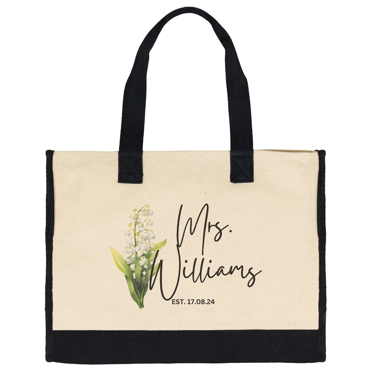 Custom Mrs Name May Birth Month Flower Tote Bag