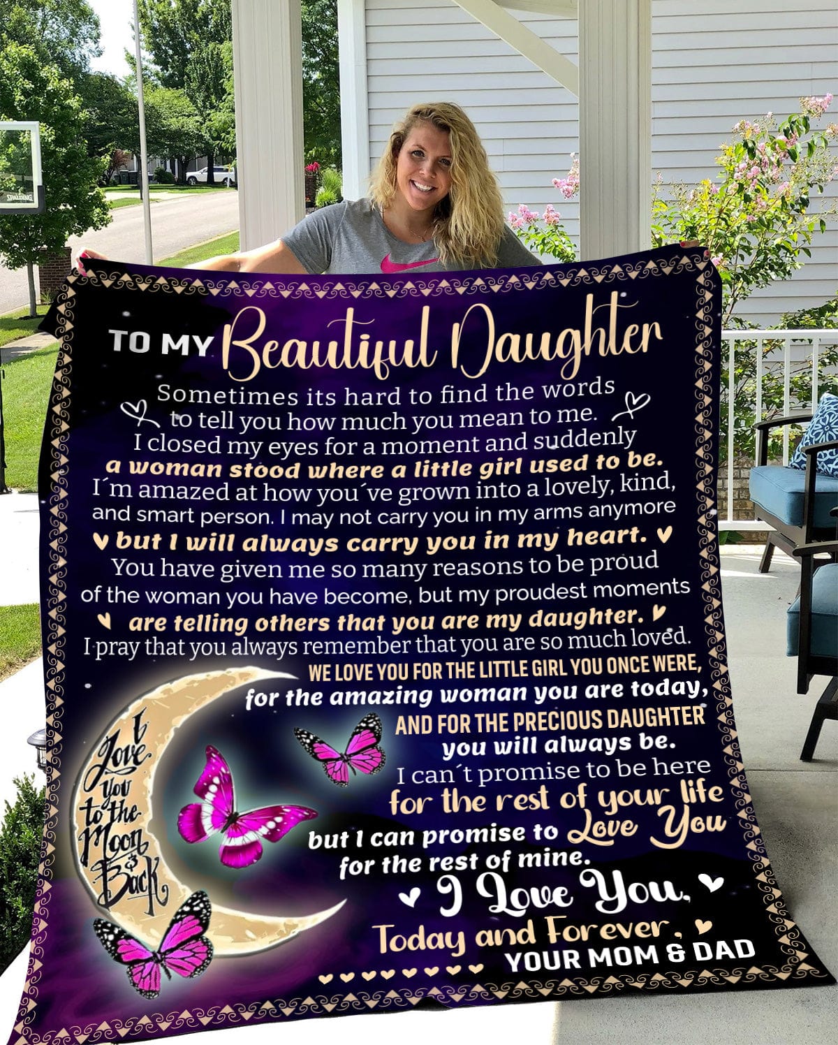 Gift For Beautiful Daughter Premium Medium Sherpa Blanket