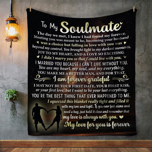 To My Soulmate - Forever Grateful Large 60x80 Inches Sherpa Blanket