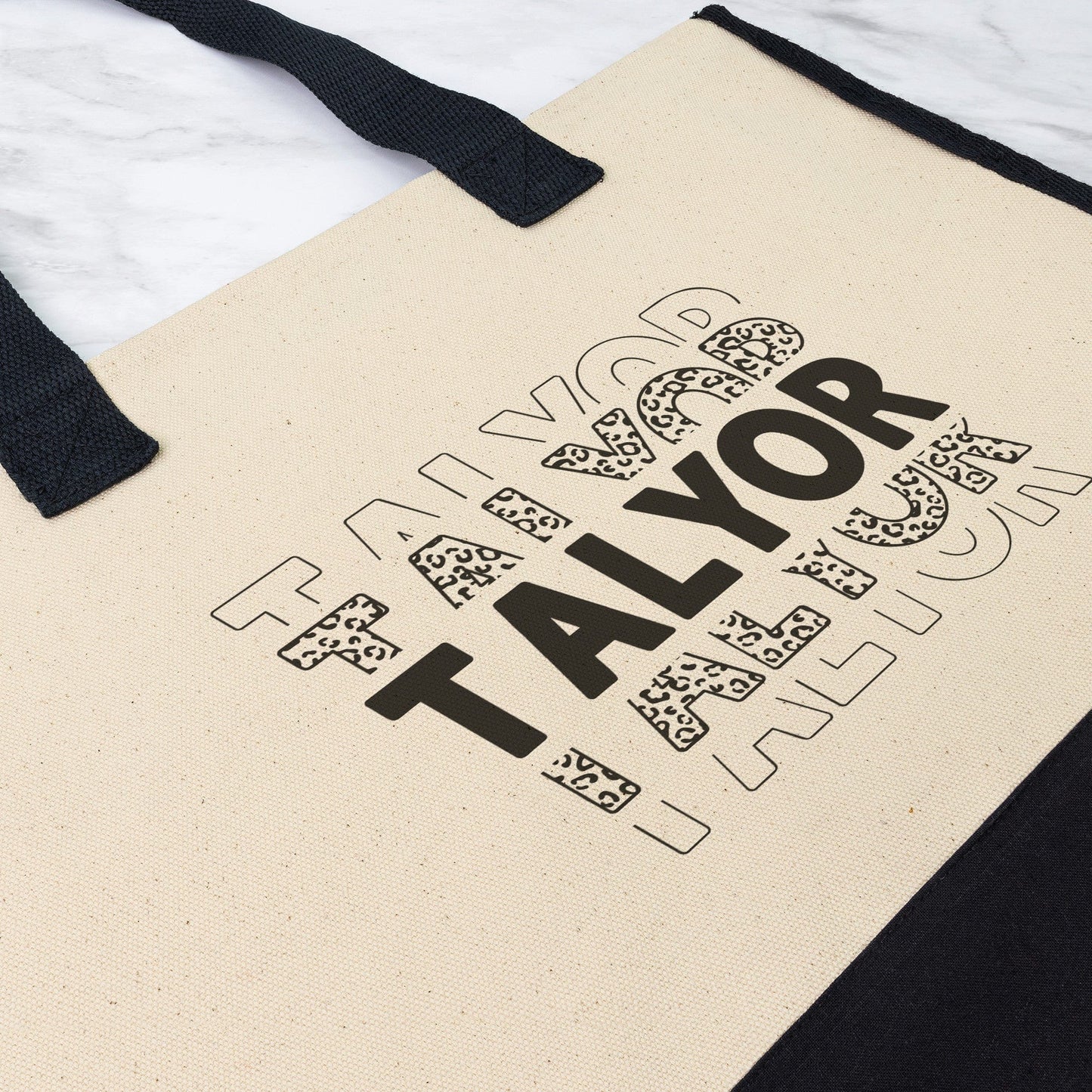 Custom Name Black Totebag