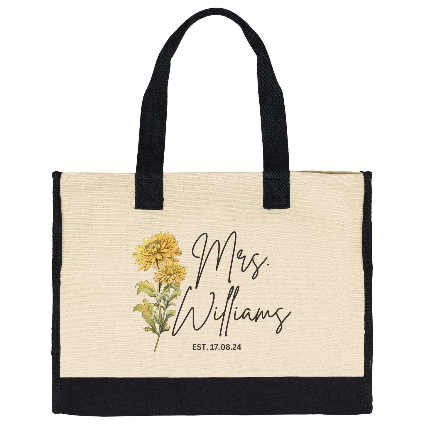 Custom Mrs Name November Birth Month Flower Tote Bag