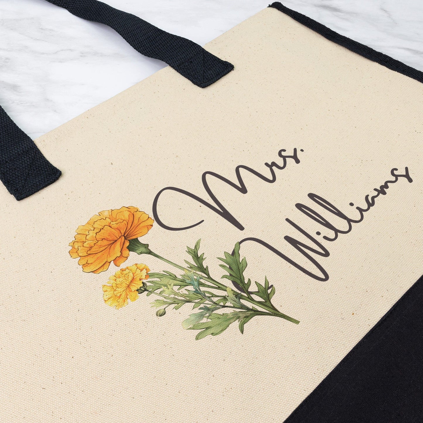 Custom Bride Name October Birthflower Totebag