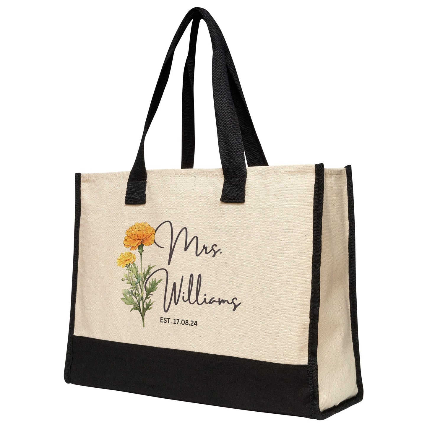 Custom Mrs Name October Birth Month Flower Tote Bag