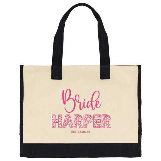 Custom Bride Name Hot Pink Totebag