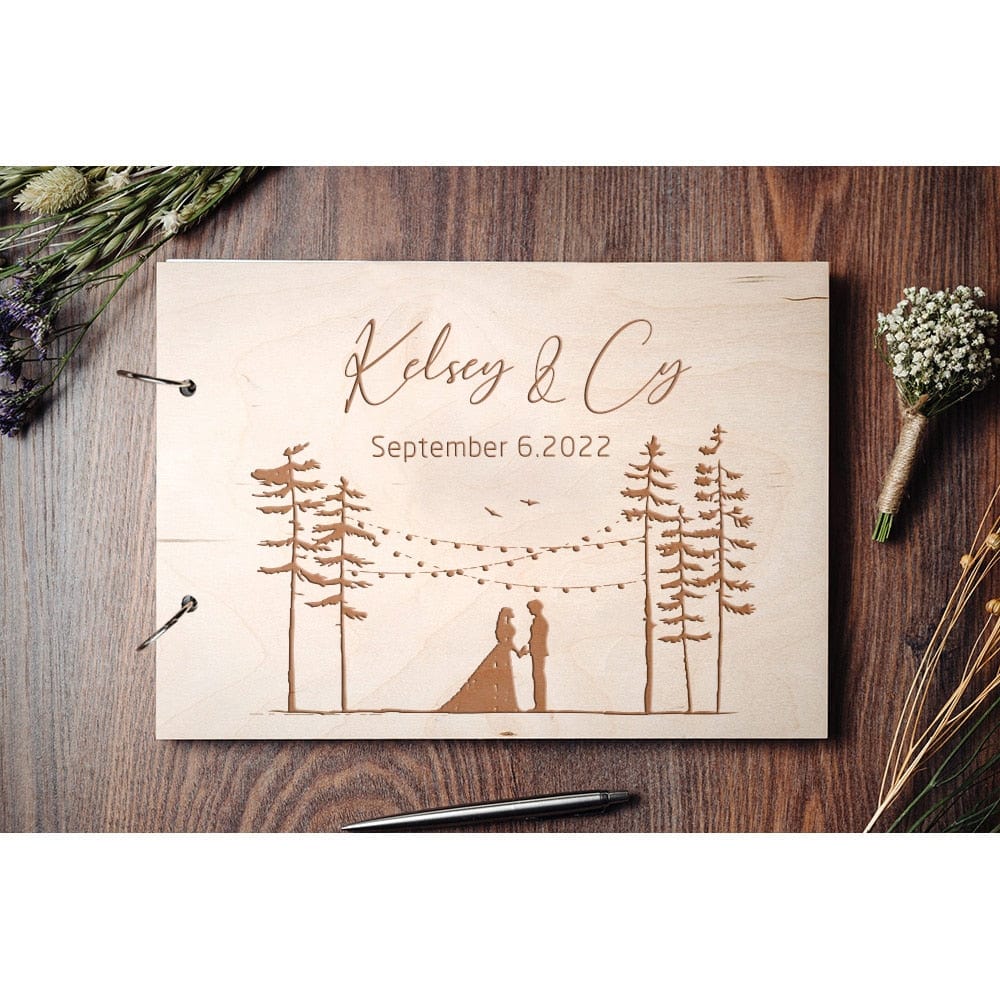 Personalised Wedding Guest A5 Book Party Shower Gift Handmade Wooden Guest Book Photo Album Scrapbook Wedding Keepsake