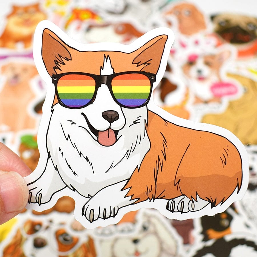 50 PCS Cartoon Stickers Dog Cute Different Style Dogs Sticker Animals Funny Corgi On Laptop Phone Pet Supplies Party Kids Gifts