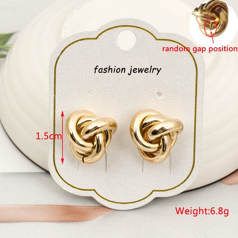 Gold Color Metal Drop Earrings Irregular Hollow Heart Earrings Twisted Geometric Earrings for Women