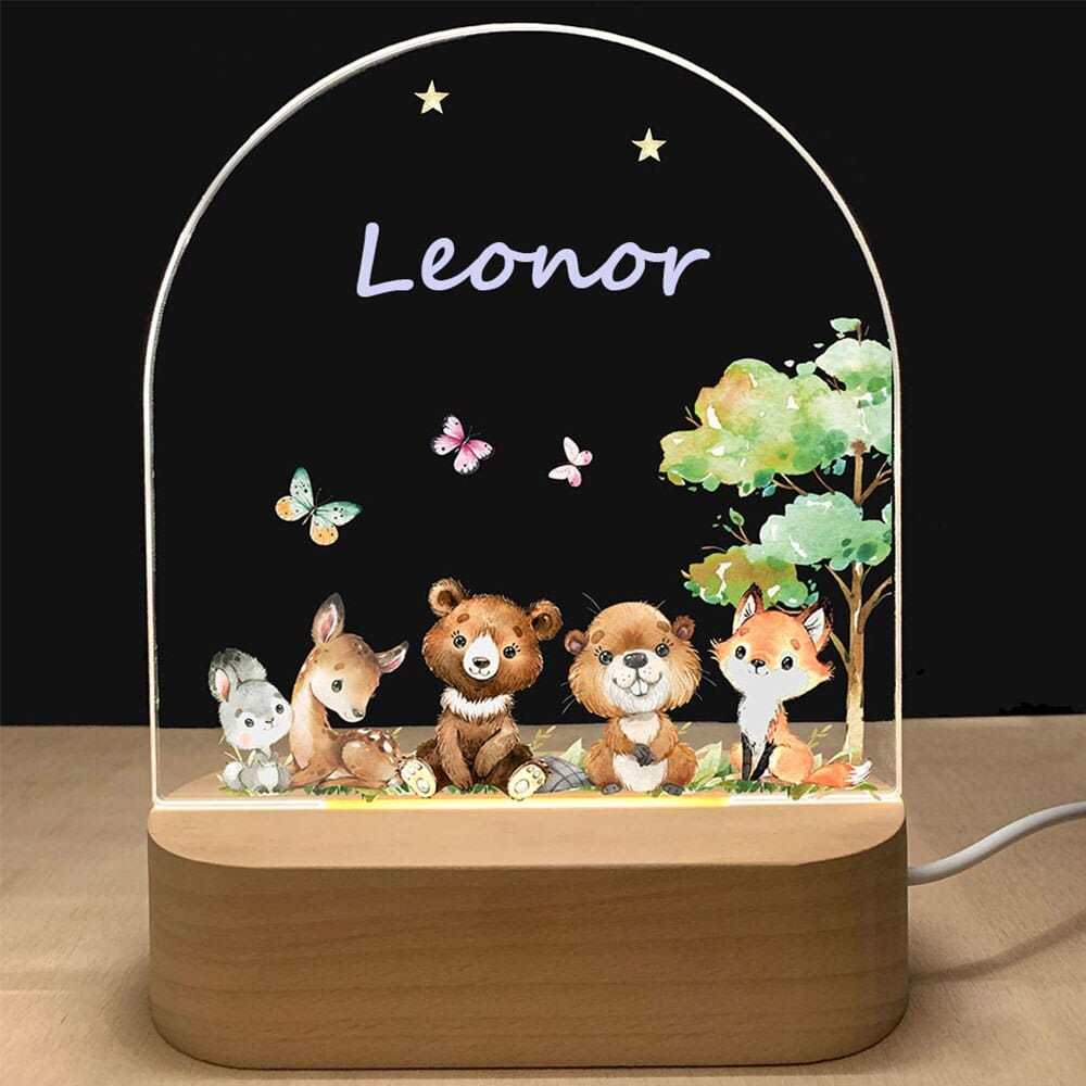 Personalized Baby Birth Night Wood Base Lamp