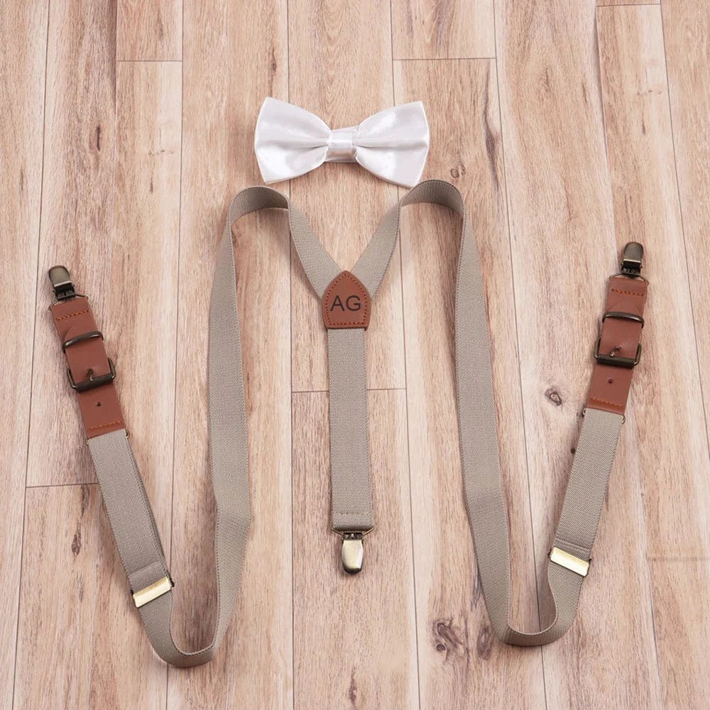 Personalized Adult Triple Clip Y-Strap Fashion Unisex Bow Tie Set Combination Wedding Groomsmen Gift