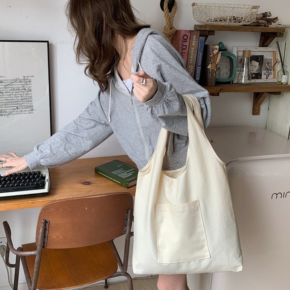 Women Fashion New Commuter Bag Shoulder Bag Letter Initial Name Pattern Print Beige Canvas Tote Bag Shopping Student Tote Bag