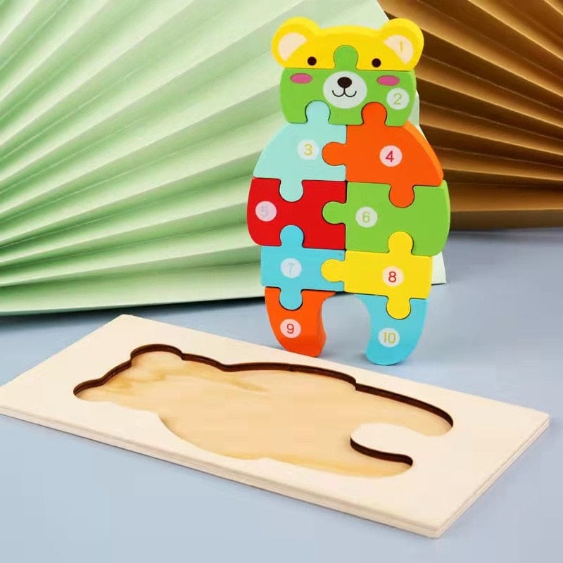 Wooden Toddler Puzzles for Kids Learning Toys for Toddlers 2 3 4 5 Years Old Top 3D Puzzle Educational Dinosaur Toy