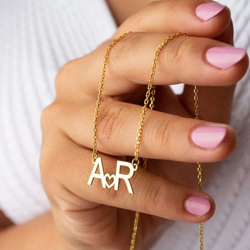 Custom Gold Color Double Initials Necklaces For Women Girl Gifts Personalized Letters Pendant Necklace Stainless Steel Jewelry