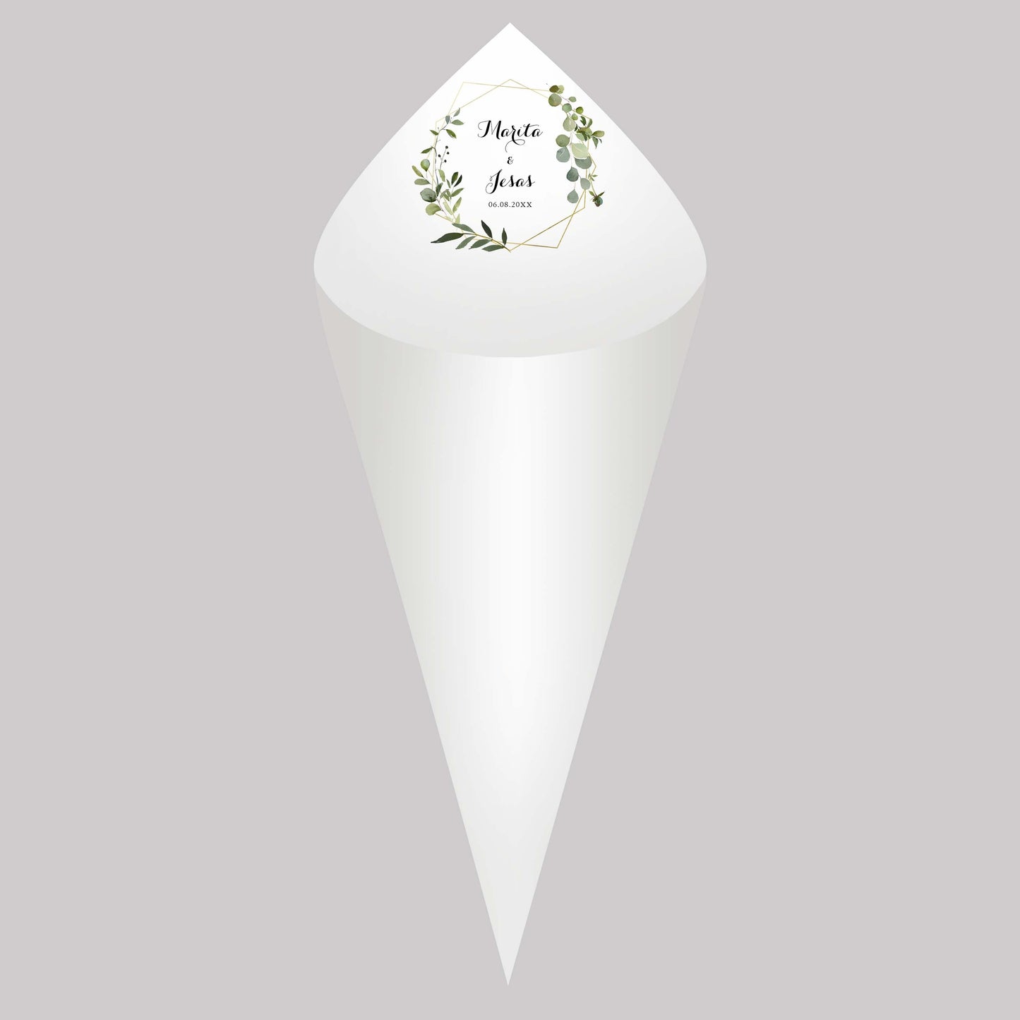 30Pcs Personalized Wedding Cones,White Paper Size 16x16cm ,Custom Name Date Confetti Toss Cones for Bridal Shower Party Favors